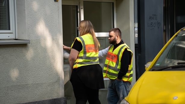 COLOGNE, GERMANY - JUNE 4: Officials take security measures after approximately 20,000 residents were evacuated from central Cologne, Germany, following the discovery of three unexploded World War II bombs during construction work near the Deutz shipyards on June 4, 2025. The evacuation zone, extend