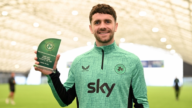 Robbie Brady with his senior men's international Player of the Year award
