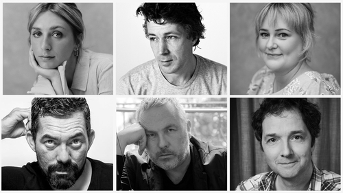 Tall Tales & Murder cast and crew: (clockwise) Ella Lily Highland, Aidan Gillen, Philippa Dunne, Packy Lee, Stuart Carolan and Chris Addison