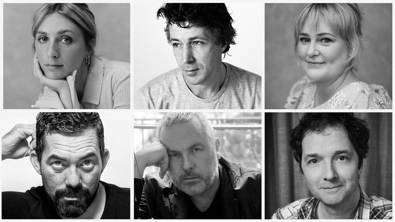 Tall Tales & Murder cast and crew: (clockwise) Ella Lily Highland, Aidan Gillen, Philippa Dunne, Packy Lee, Stuart Carolan and Chris Addison