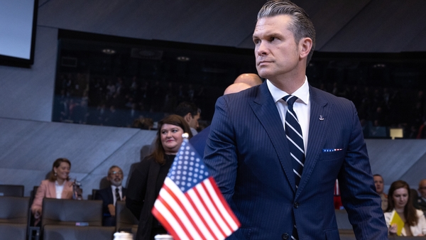 BRUSSELS, BELGIUM - JUNE 05: US Secretary of Defence Pete Hegseth attends the meeting of North Atlantic Council defence ministers during the NATO defence ministers' meeting at the NATO headquarters on June 05, 2025 in Brussels, Belgium. NATO Secretary Gen