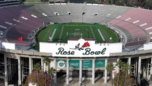 A general overall aerial view of the Rose Bowl Stadium