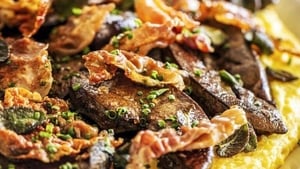 Spring lambs' liver escalopes with sage and soft polenta show image