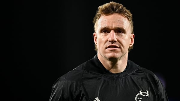 7 December 2024; Rory Scannell of Munster before the Champions Cup Round 1 match between Munster and Stade Francais Paris at Thomond Park in Limerick. Photo by Seb Daly/Sportsfile