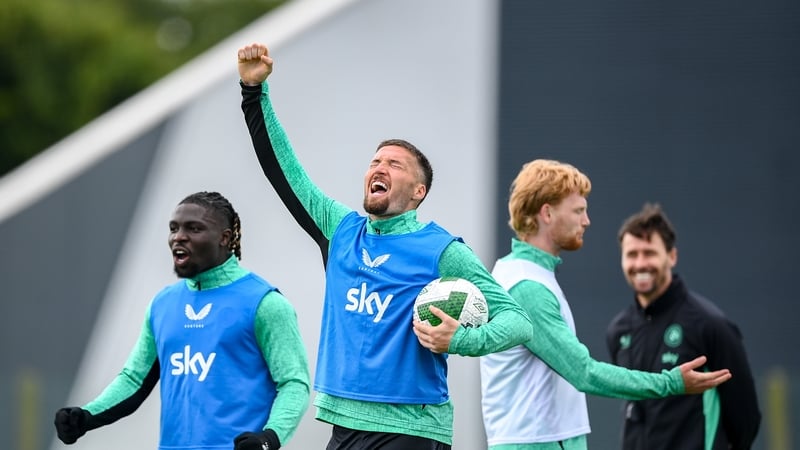 The Irish players were in good spirits in training yesterday