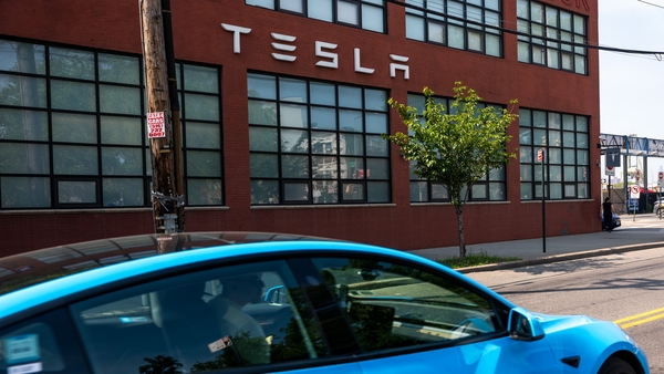NEW YORK, NEW YORK - JUNE 05: A Tesla car dealership stands on June 05, 2025 in the Brooklyn borough of New York City. As the relationship between Tesla CEO Elon Musk and U.S. President Donald Trump becomes increasingly strained, shares of Tesla dropped b