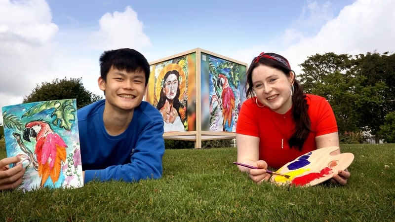 Young artists Yinhan and Roslyn's work can be seen at Dublin's Botanic Gardens as part of RTÉ's This is Art! Island. Photo: Mark Stedman