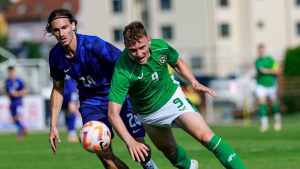 6 June 2025; Mark O'Mahoney of Republic of Ireland in action against Téo Barišić of Croatia during the U21 international friendly match between Croatia and Republic of Ireland at Gradski Stadion in Zagreb, Croatia. Photo by Gerry Scully/Sportsfile
