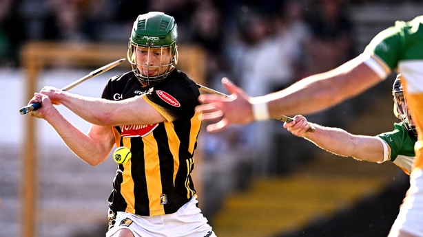 10 May 2025; Martin Keoghan of Kilkenny scores his side's first goal during the Leinster GAA Hurling Senior Championship Round 3 match between Kilkenny and Offaly at UPMC Nowlan Park in Kilkenny. Photo by Ben McShane/Sportsfile