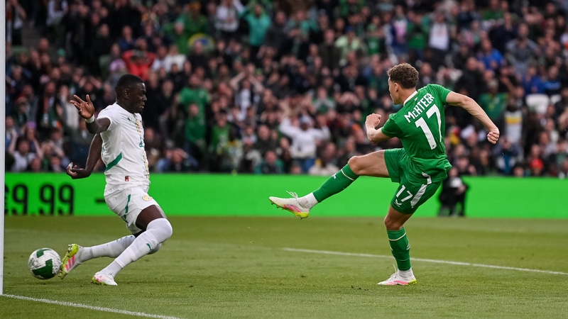 Kasey McAteer fires home the Ireland goal in their draw with Senegal