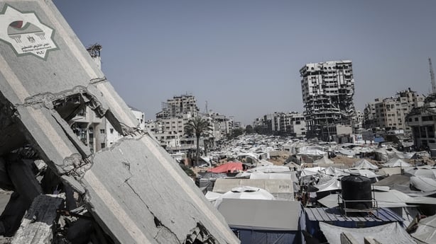 The rubble of the destroyed houses in Gaza City, Gaza, on Friday, June 6, 2025. An Israel and US-backed mechanism to distribute food in Gaza suspended operations for a day and a half following a series of deadly incidents near its sites that drew international criticism. Photographer: Ahmad Salem/Bl