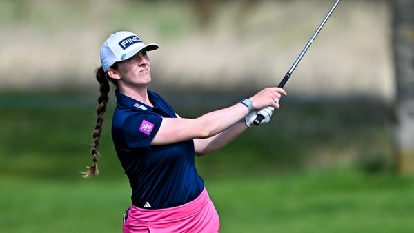 29 August 2024; Lauren Walsh of Ireland watches her second shot on the second hole during day one of the KPMG Women’s Irish Open at Carton House Golf Club in Maynooth, Kildare. Photo by Sam Barnes/Sportsfile