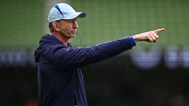 7 June 2025; Leinster head coach Leo Cullen before the United Rugby Championship semi-final match between Leinster and Glasgow Warriors at the Aviva Stadium in Dublin. Photo by Seb Daly/Sportsfile