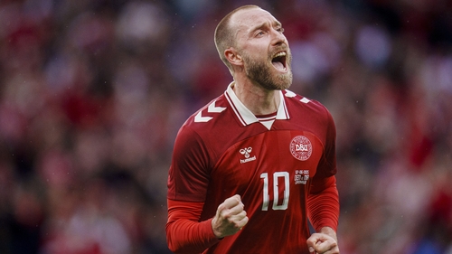 Christian Eriksen celebrates his winner in Copenhagen