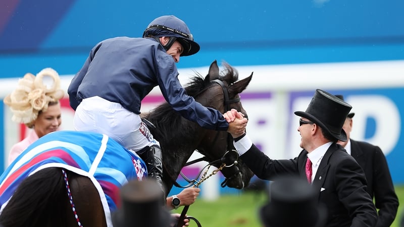 O'Brien congratulates winning jockey Wayne Lordan