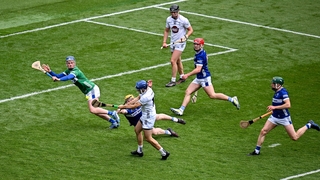 Jack Travers scores Kildare's first goal of the Joe McDonagh Cup final