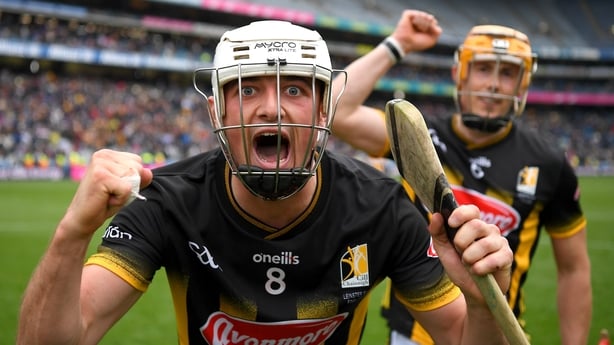8 June 2025; Cian Kenny of Kilkenny celebrates after winning the Leinster GAA Senior Hurling Championship final match between Kilkenny and Galway at Croke Park in Dublin. Photo by John Sheridan/Sportsfile
