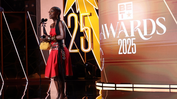 LOS ANGELES, CALIFORNIA - JUNE 09: Doechii accepts the Best Female Hip-hop Artist award onstage during the 2025 BET Awards at Peacock Theater on June 09, 2025 in Los Angeles, California. (Photo by Johnny Nunez/Getty Images for BET)