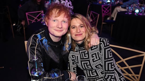 LONDON, ENGLAND - FEBRUARY 08: (EDITORIAL USE ONLY) Ed Sheeran and Cherry Seaborn during The BRIT Awards 2022 at The O2 Arena on February 08, 2022 in London, England. (Photo by JMEnternational/Getty Images)