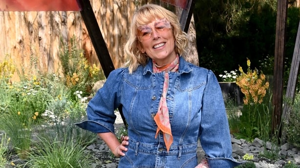 LONDON, ENGLAND - MAY 19: Fay Ripley visits The King's Trust Garden designed by Joe Perkins during the Chelsea Flower Show on May 19, 2025 in London, England. (Photo by Dave Benett/Getty Images for The King's Trust)