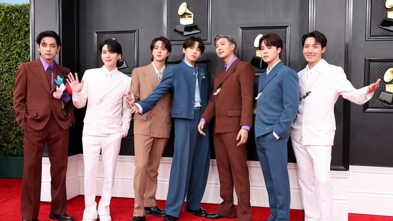 BTS at the Grammys in Las Vegas, Nevada, in April 2022
