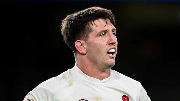 1 February 2025; Tom Curry of England during the Guinness Six Nations Rugby Championship match between Ireland and England at Aviva Stadium in Dublin. Photo by Ramsey Cardy/Sportsfile