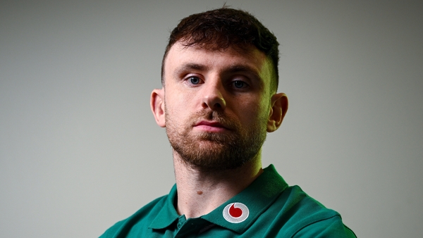 11 March 2025; Hugo Keenan poses for a portrait during an Ireland Rugby media conference at IRFU High Performance Centre in Dublin. Photo by Ramsey Cardy/Sportsfile