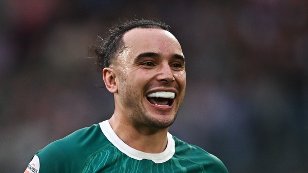 15 March 2025; James Lowe of Ireland during the Guinness Six Nations Rugby Championship match between Italy and Ireland at the Stadio Olimpico in Rome, Italy. Photo by Seb Daly/Sportsfile