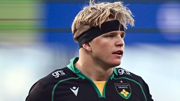 3 May 2025; Henry Pollock of Northampton Saints during the Investec Champions Cup semi-final match between Leinster and Northampton Saints at the Aviva Stadium in Dublin. Photo by Seb Daly/Sportsfile