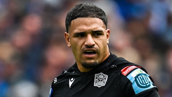 7 June 2025; Sione Tuipulotu of Glasgow Warriors during the United Rugby Championship semi-final match between Leinster and Glasgow Warriors at the Aviva Stadium in Dublin. Photo by Brendan Moran/Sportsfile