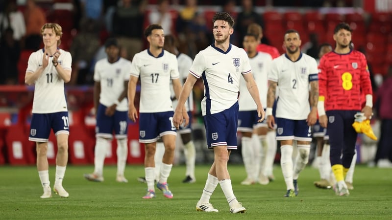 Declan Rice and his England team-mates react after the home defeat to Senegal
