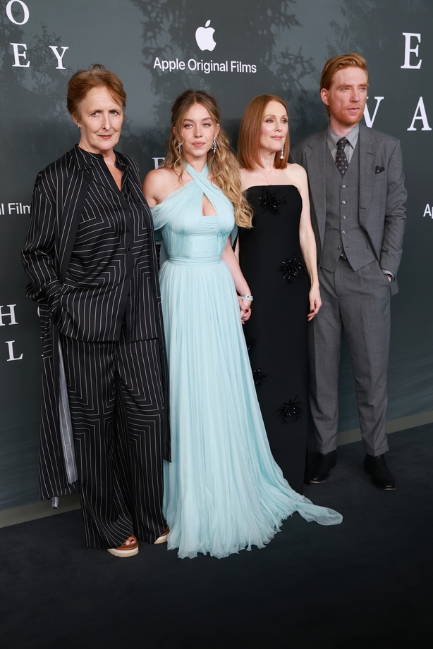LONDON, ENGLAND - JUNE 10: Fiona Shaw, Sydney Sweeney, Julianne Moore and Domhnall Gleeson attend the "Echo Valley" European Premiere at the BFI Southbank on June 10, 2025 in London, England. (Photo by Lia Toby/Getty Images)