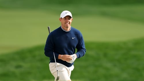 Rory McIlroy walks to the 18th green during Tuesday's practice round