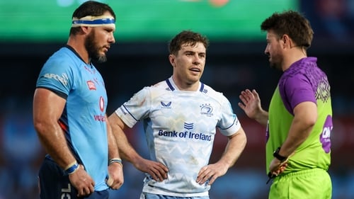 Marcel Coetzee (l) and Luke McGrath chat to the referee during the team's regular season match