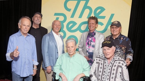 LOS ANGELES, CALIFORNIA - MAY 21: (L-R) Al Jardine, David Marks, Frank Marshall, Brian Wilson, Blondie Chaplin, Mike Love and Bruce Johnston attend the world premiere of Disney+ documentary "The Beach Boys" at the TCL Chinese Theatre in Hollywood, California on May 21, 2024. (Photo by Alberto E. Rod