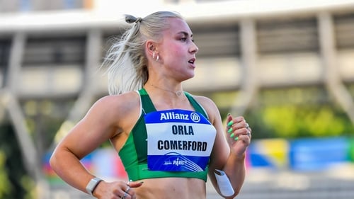 Orla Comerford ran into a slight headwind when setting a new mark in the 100m