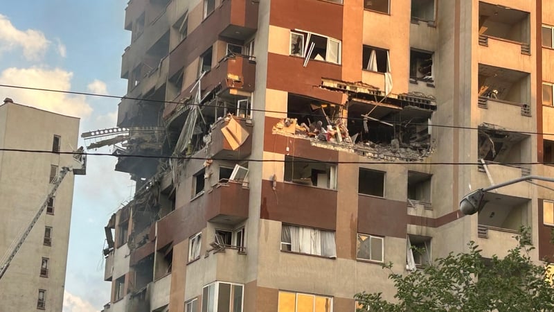 Damaged building in the Iranian capital, Tehran, following Israeli bombardment
