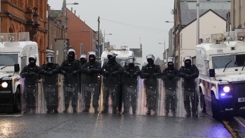 Demonstrators clashed with PSNI officers in Portadown last night