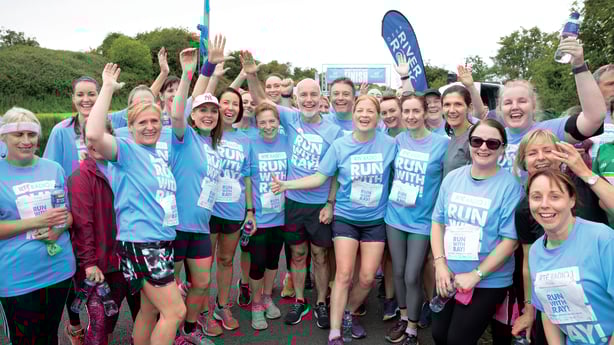 Ray D'Arcy and a group of runners celebrating
