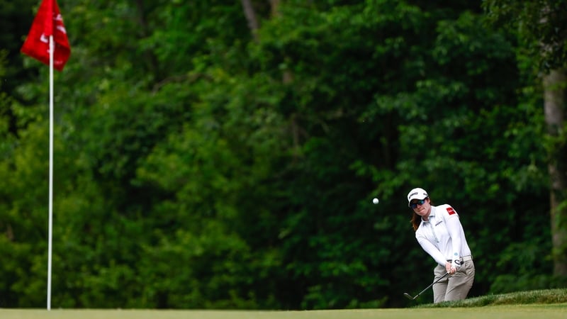 Leona Maguire chips the ball on the 15th hole during the second round