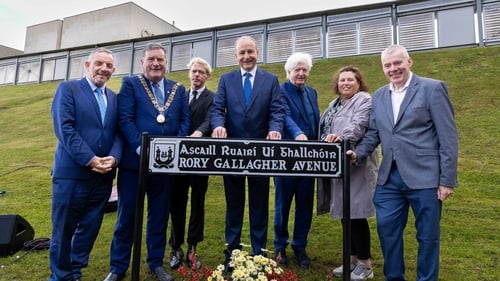 A sign for 'Rory Gallagher avenue' was unveiled at a ceremony at Cork Airport