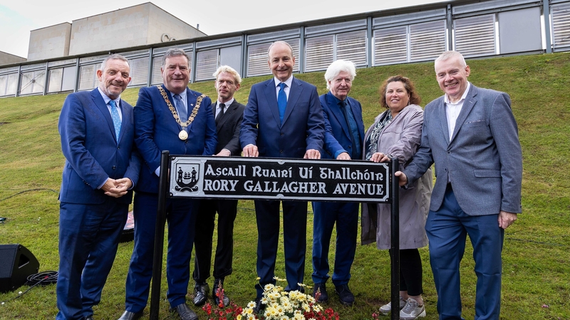 A sign for 'Rory Gallagher avenue' was unveiled at a ceremony at Cork Airport