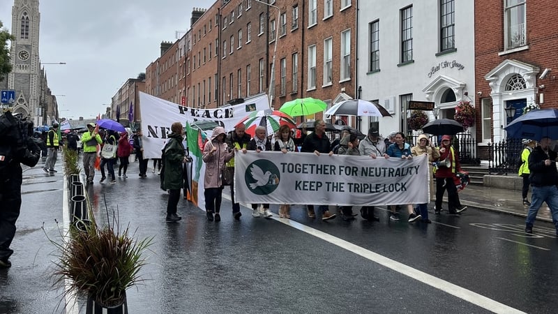 Demonstrators called for the protection of the Triple Lock