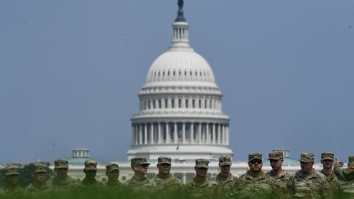 US Army Soldiers pose for a group photo on the National Mall in Washington DC