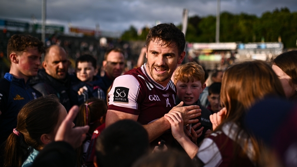Shane Walsh of Galway with supporters after the GAA Football All-Ireland Senior Championship Round 3 match between Galway and Armagh at Kingspan Breffni in Cavan.