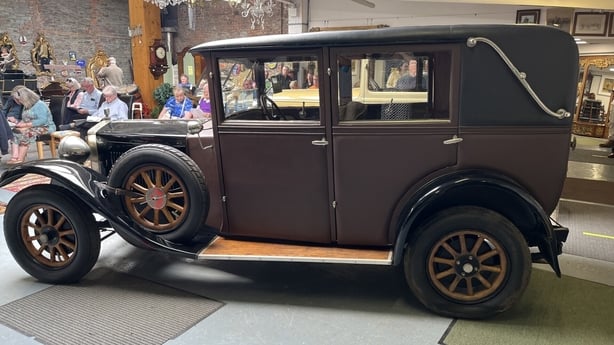 The rarest car was an Italian 1926 Bianchi, which is wrapped in leather with wooden spokes.