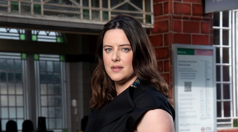 Michelle Ryan on the set of EastEnders, ahead of her return as Zoe Slater after appearing in Monday's episode of the BBC soap. Photo credit: BBC/BBC Eastenders/PA Wire