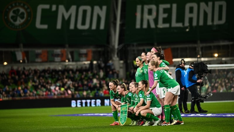 The Republic of Ireland line up at Aviva Stadium before their clash against Wales in December 2024