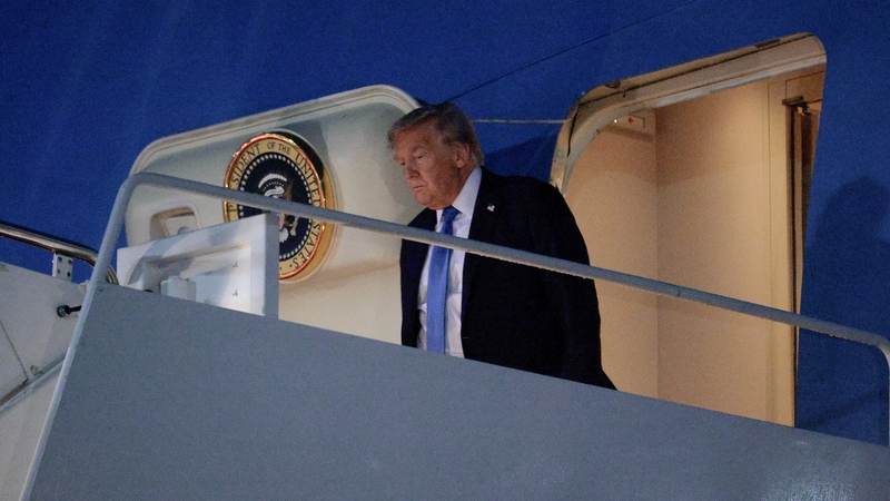 Donald Trump made the comments on his way back from the G7 summit in Canada