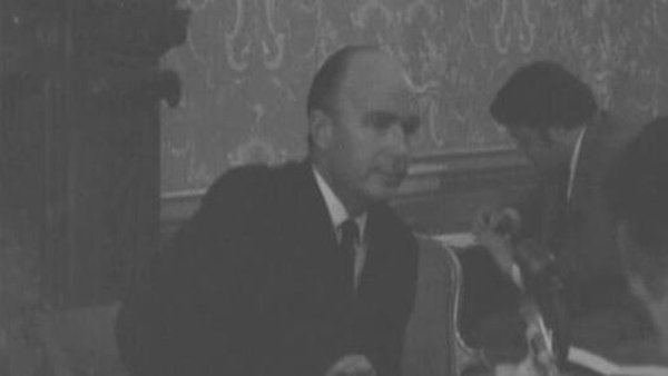 Patrick Hillery gives a press conference, 1970